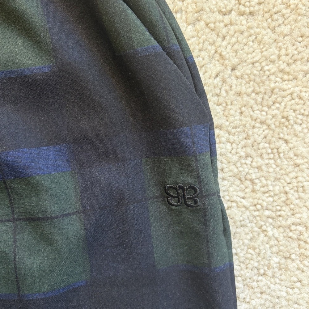 Albion Wide Leg Pants Women's Medium Plaid Black Navy Green Elastic Waistband - Picture 3 of 9